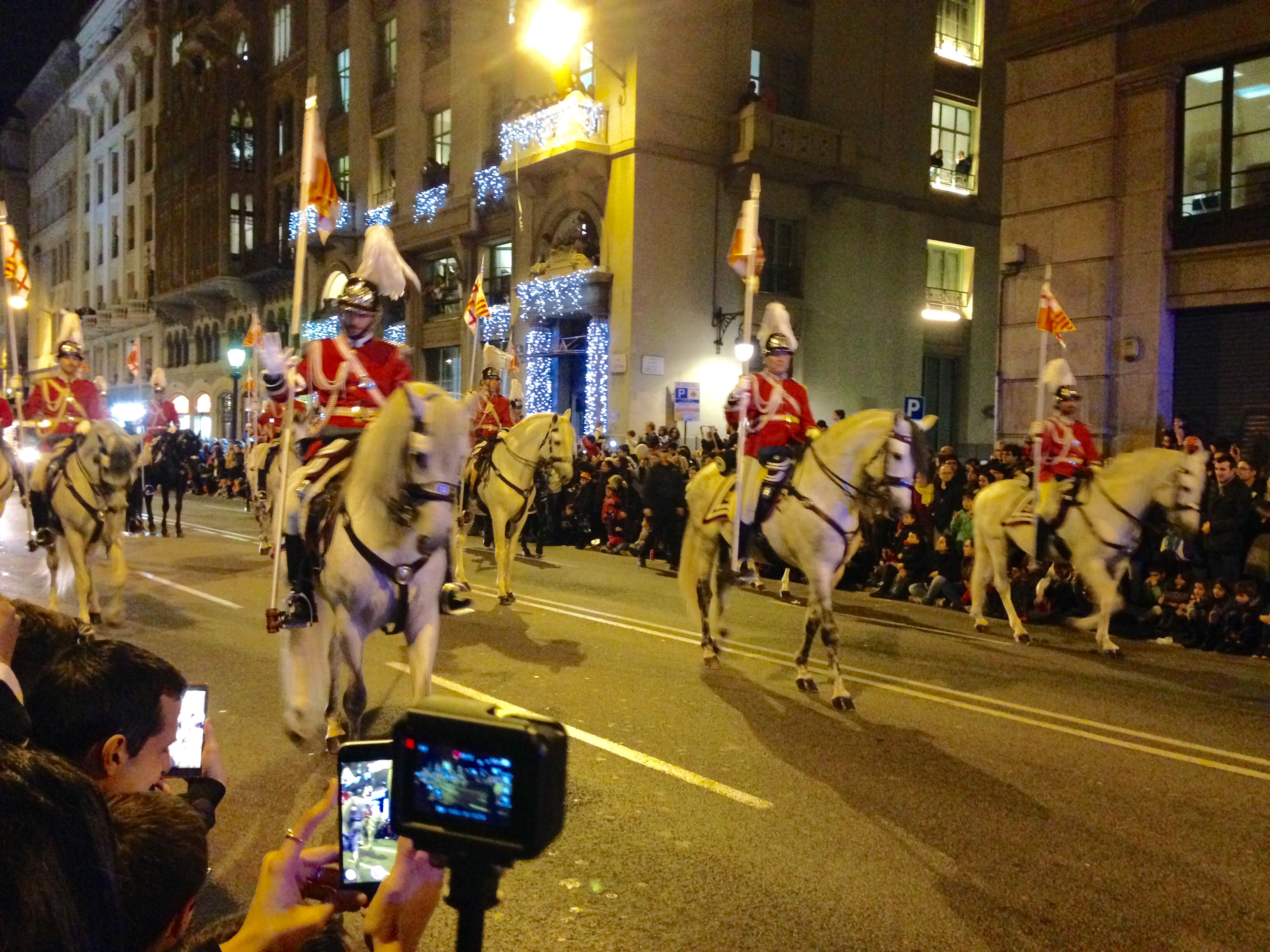 mounted riders in BCN Three Kings Parade